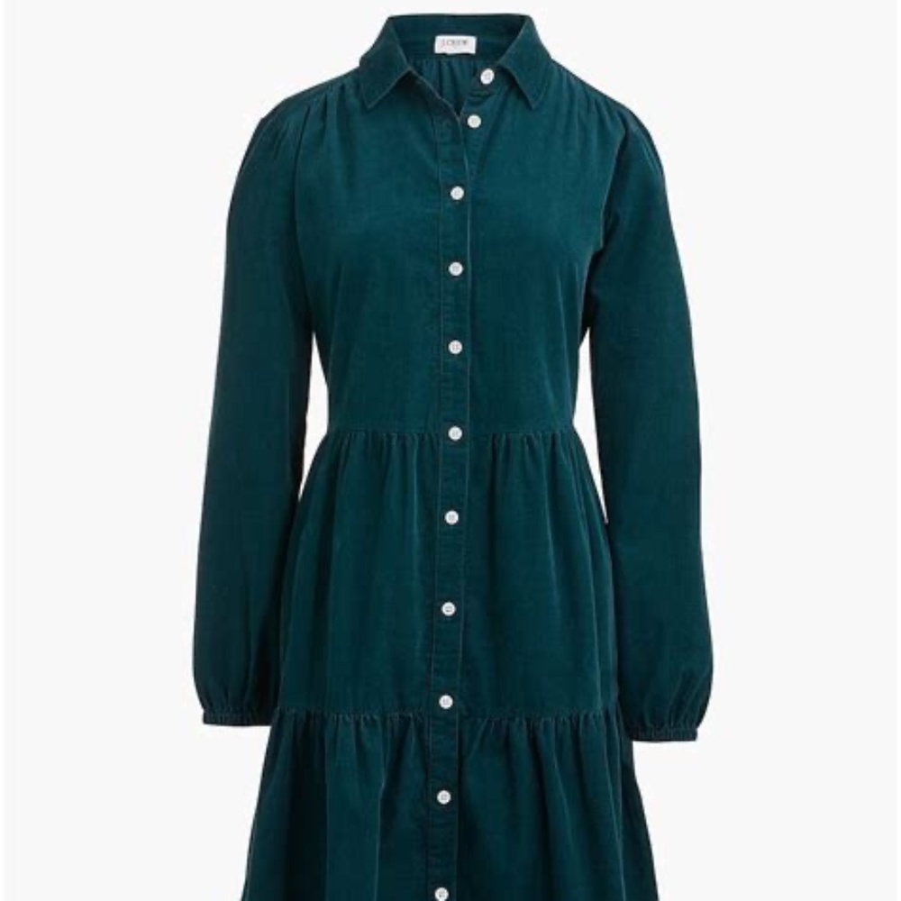 Corduroy collared mini shirtdress